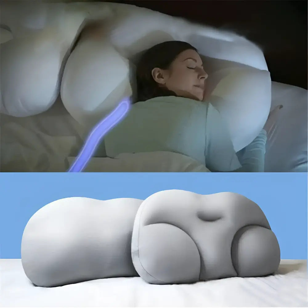 Coussin de Positionnement Microbille pour Cervicales et femme qui dort