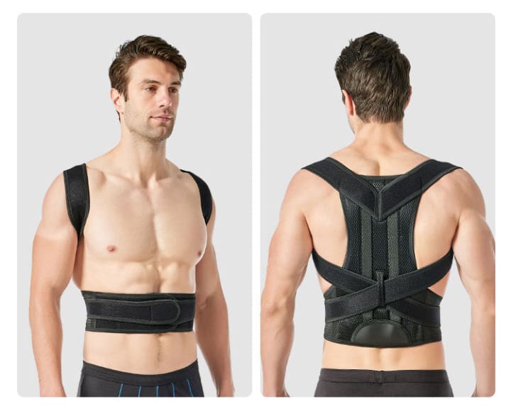 Correcteur de Posture Sport sur homme vu de face et arrière