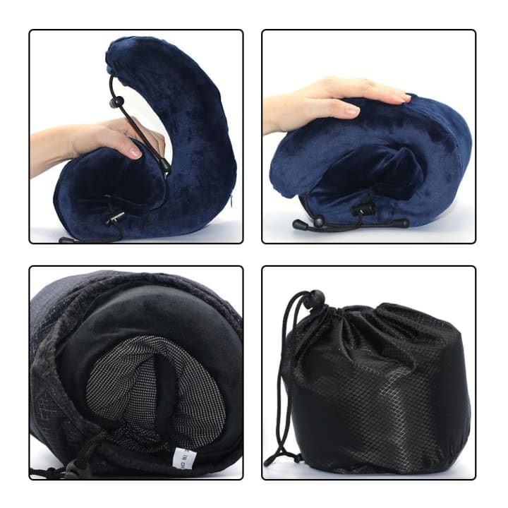 Coussin de Voyage à Mémoire de Forme et son sac de transport