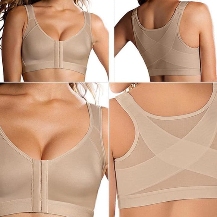 Soutien gorge correcteur de posture beige sur femme
