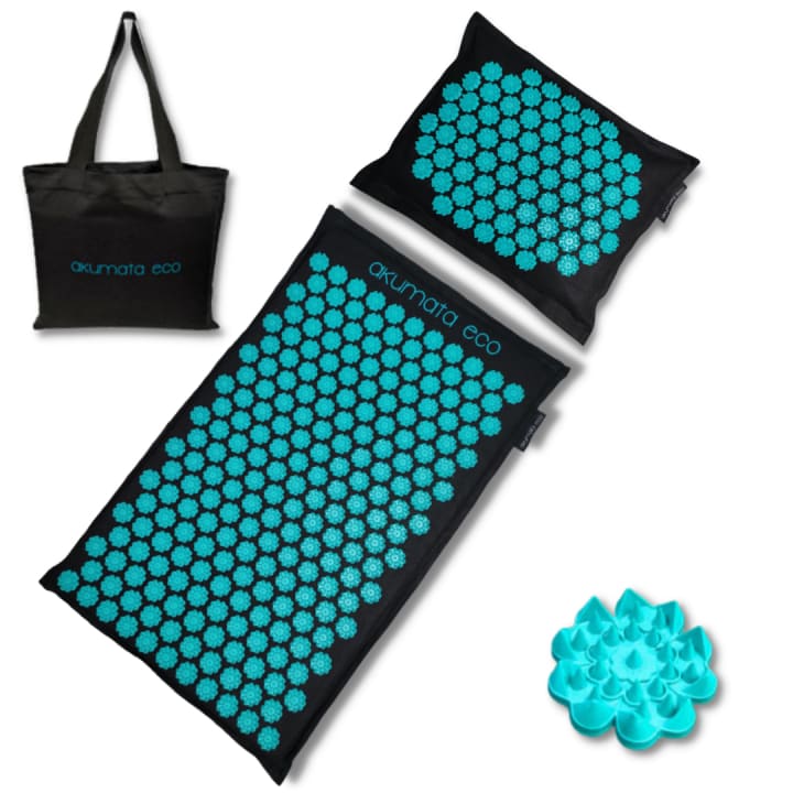 Tapis de Fleur Dos Akumata Eco - noir et turquoise