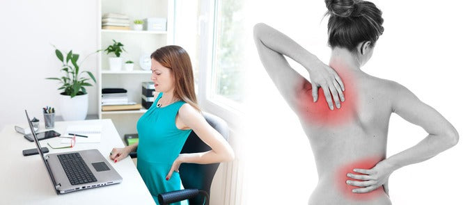 Correcteur de posture avis medical pour soulager le dos : femmes en douleurs cervicales et lombaires au travail