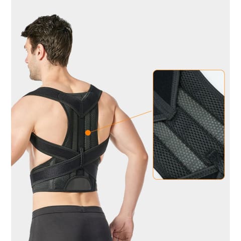 Homme avec le correcteur de posture sport dos réglable mixte et sa conception respirante en maille