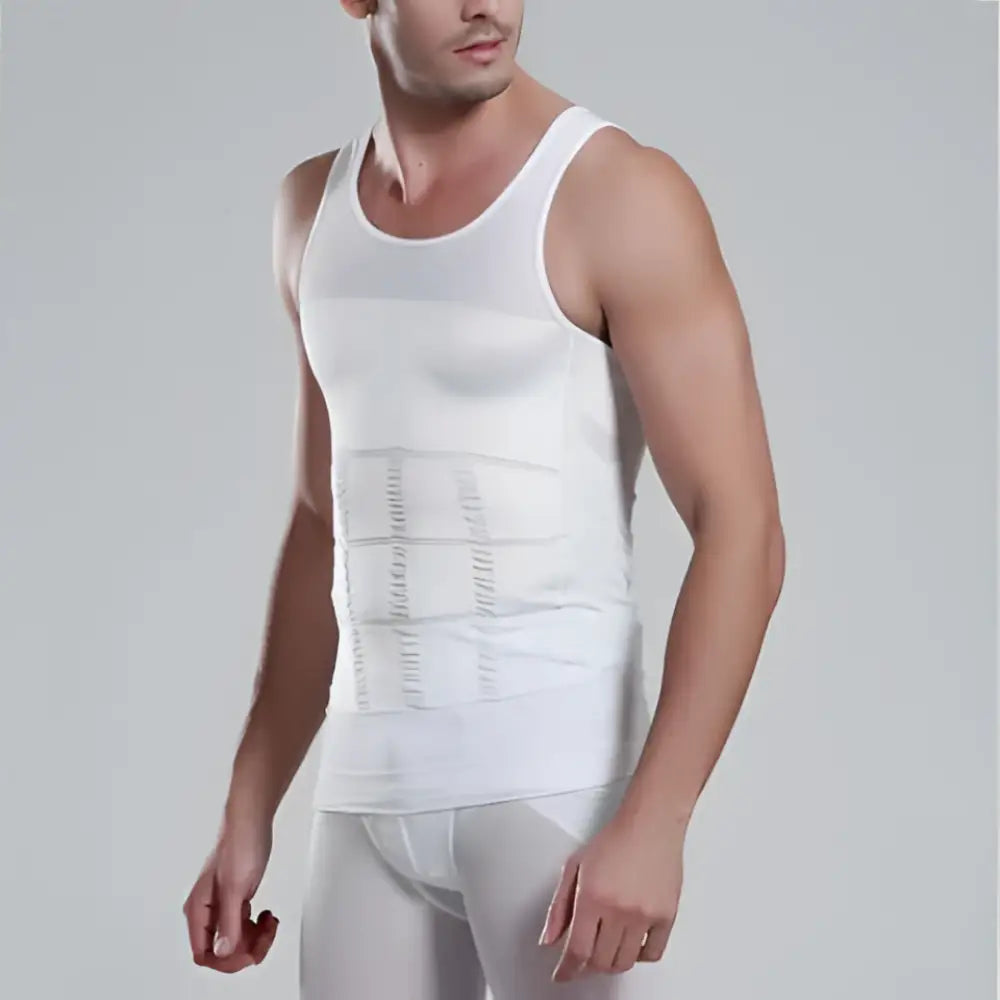 Débardeur Redresse Dos blanc sur homme vu de face