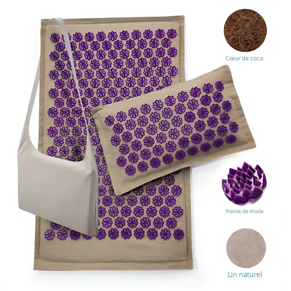 Kit tapis d’acupression avec coussin premium Cervi-Care™ - Beige - Mauve