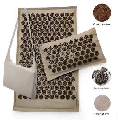 Kit tapis d’acupression avec coussin premium Cervi-Care™ - Beige - Or