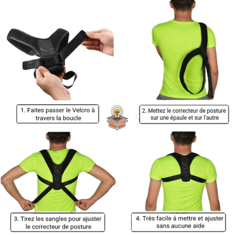 Mode d'emploi pour mettre le correcteur de posture mixte en néoprène redresse dos