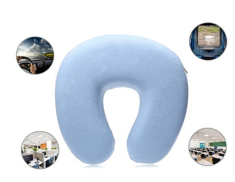 Oreiller de voyage en U pour supporter les cervicales en train, avion, voiture et au bureau.