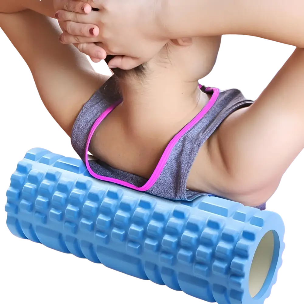 Rouleau de Massage Sport utilisé par femme pour réduire les douleurs dorsales
