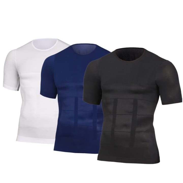 Tee Shirt Correcteur de Posture - vue des trois couleurs noir, bleu et blanc